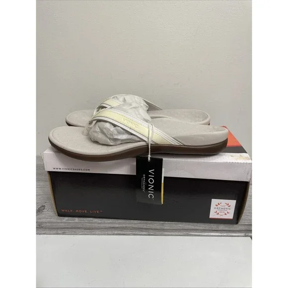 Vionic Tide ll White Orthaheel Flip Flop Sandals Women's Size 9 - Picture 4 of 7